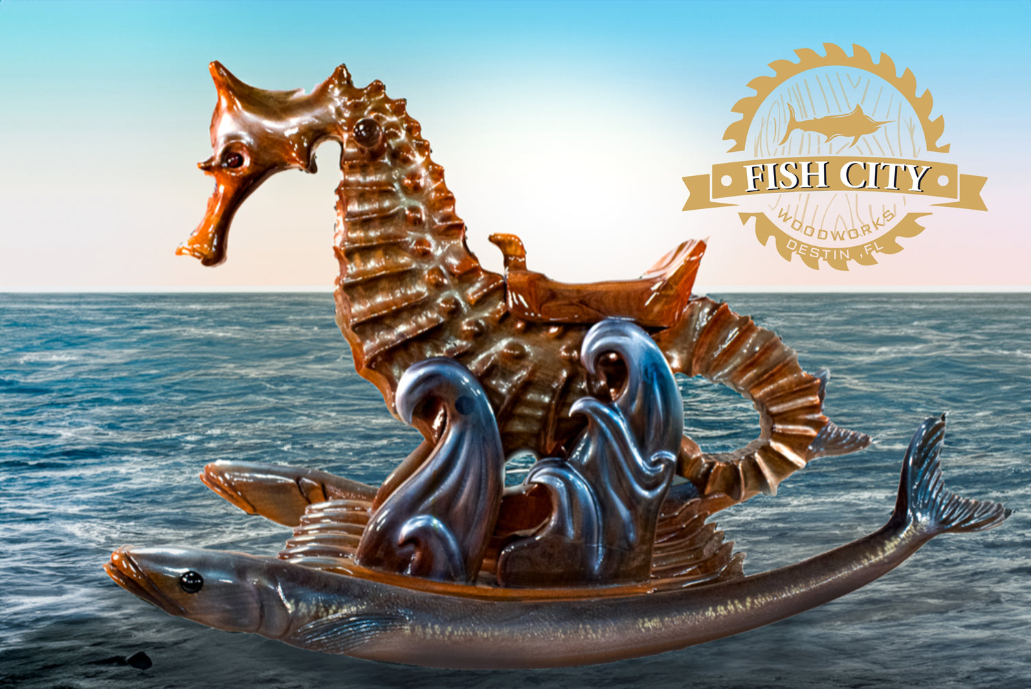 Heirloom quality rocking seahorse - modern take on traditional rocking horse