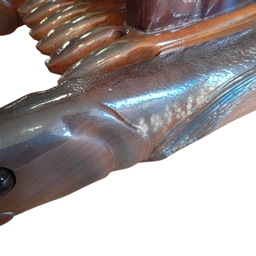 Close up of heirloom quality rocking seahorse - modern take on traditional rocking horse