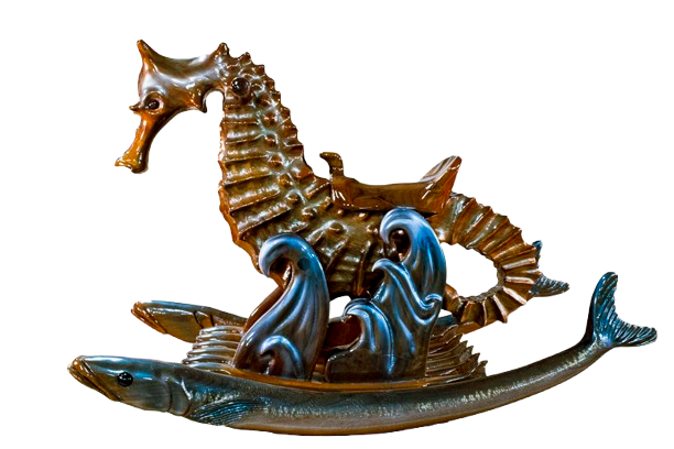 Heirloom quality rocking seahorse - modern take on traditional rocking horse